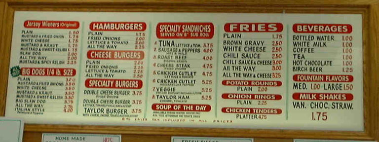 Johnny Hanges Menu