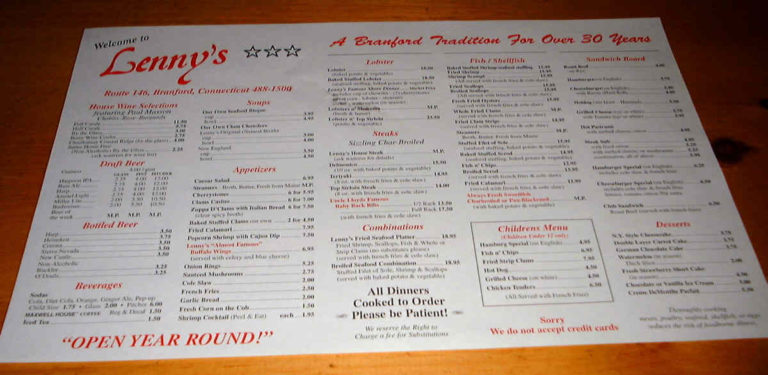 Lennys Menu