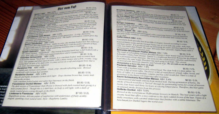 Brauhaus Schmitz Draught Beer Menu