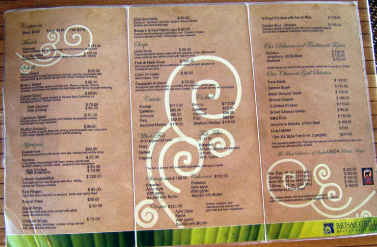 Brisas Grill Menu