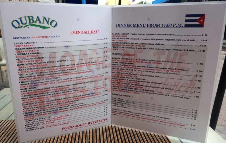 Isla 2013 Qubano Menu