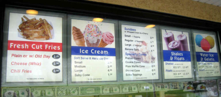 Jack Frost Sides Ice Cream Menu