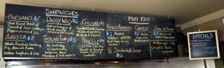 Paesanos Menu