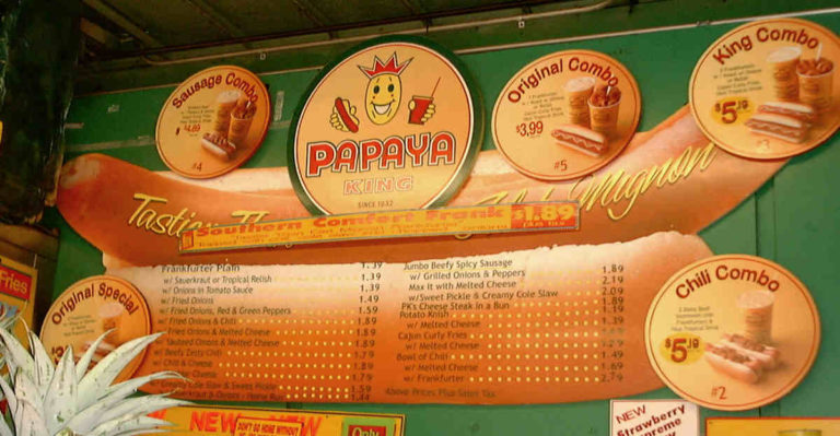 Papaya NY Menu
