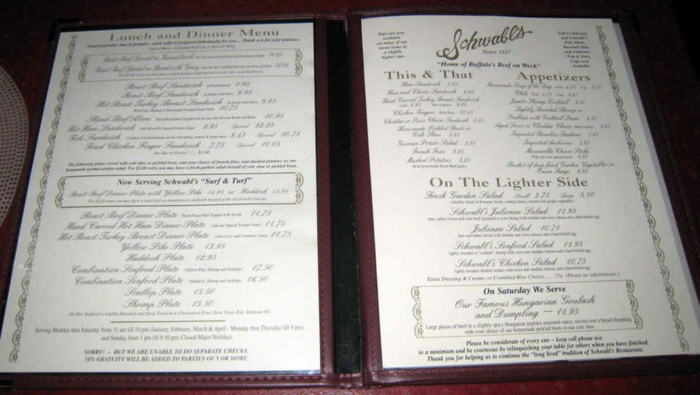 Schwabls Menu