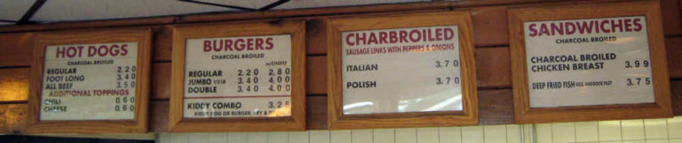 Teds Hot Dogs Menu