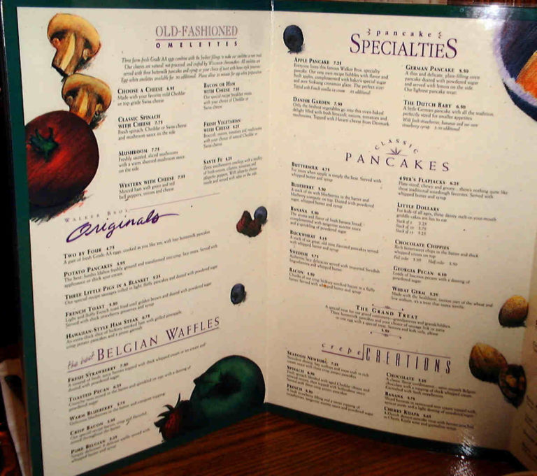 Walker Bros Menu