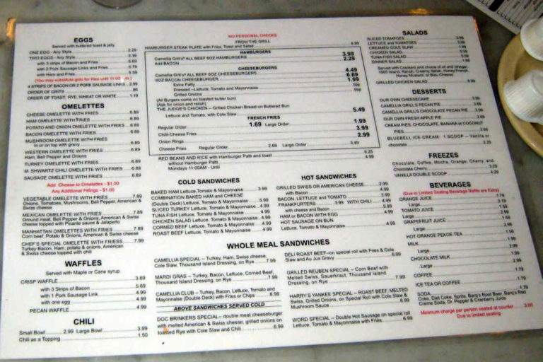 Camellia Grill Menu