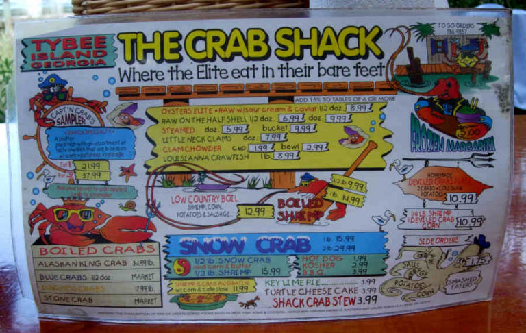 Crab Shack Menu