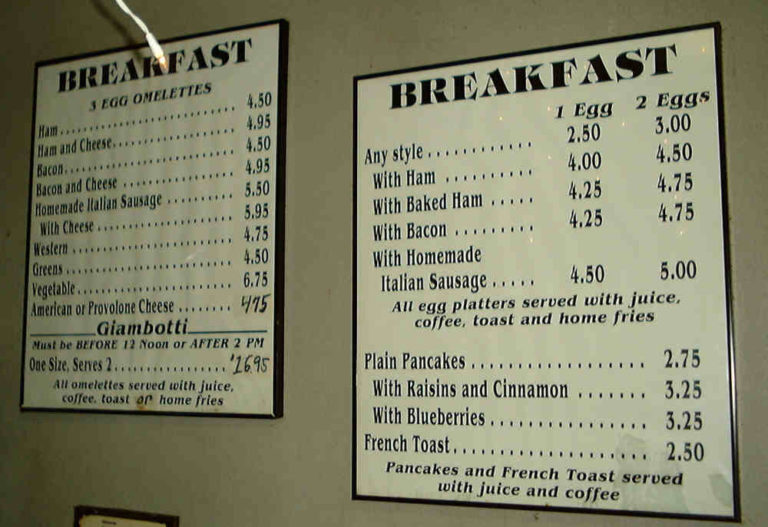 Shanks Bkfst Menu