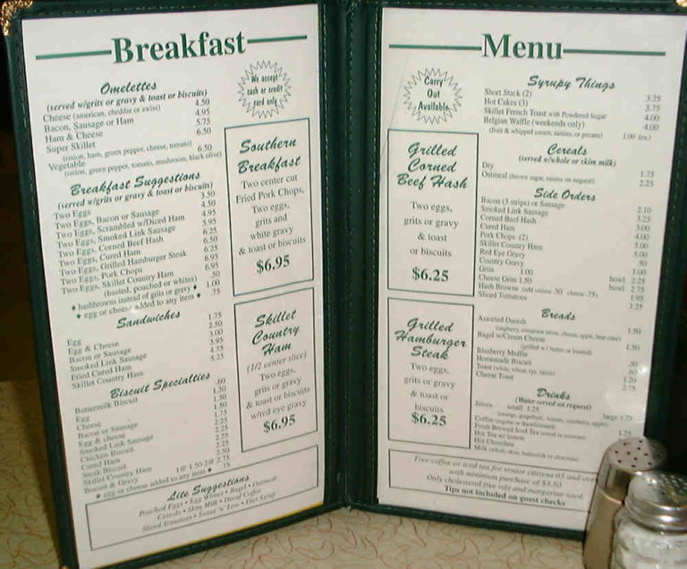 Silver Skillet Menu